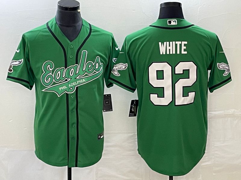 Men Philadelphia Eagles #92 White Green Co Branding Game NFL Jersey style 1->philadelphia eagles->NFL Jersey